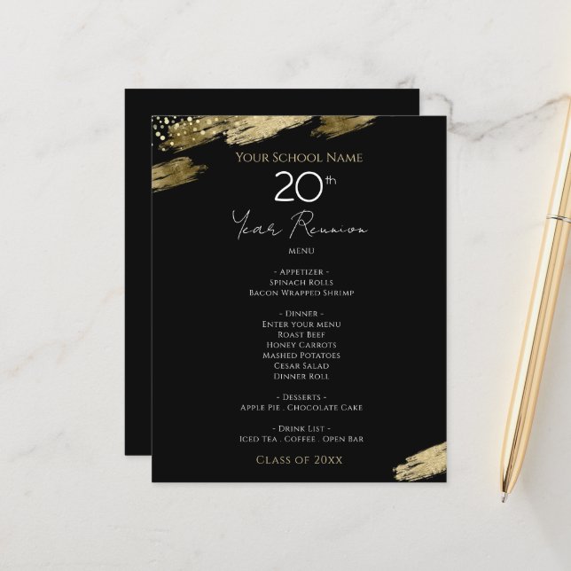 Evento de Reunião de Turma Preto e Dourado (Frente/Verso In Situ)