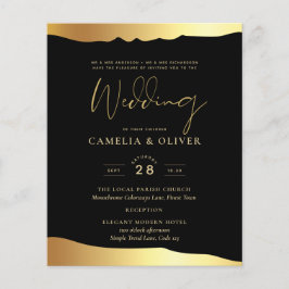 Evento Elegante de Espelho Ouro de Casamento Preto