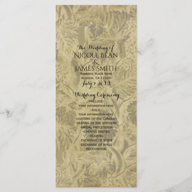 Eventos do Programa de Casamento Elegante de Vinha (Frente)