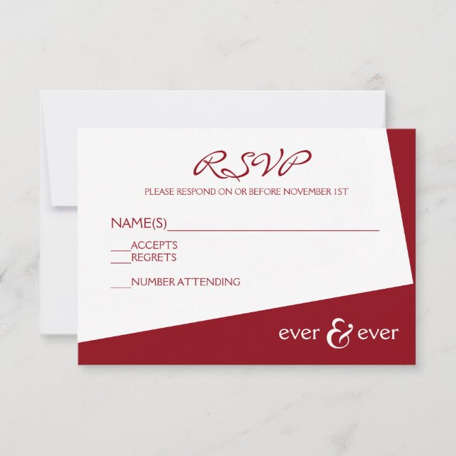 Ever & Ever Burgundy Angle - Cartão de RSVP (Frente)