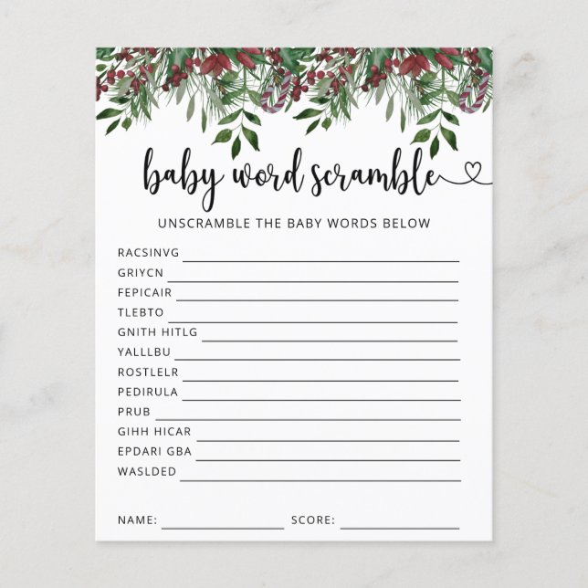 Evergreen Baby word scramble game (Frente)