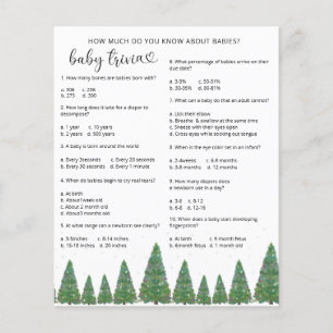 Evergreen Snow Baby Trivia Jogo Chá de fraldas