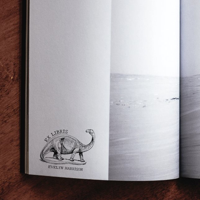 Ex Libris de Dinossauro Vintage Carimbo de Livro (Criador carregado)