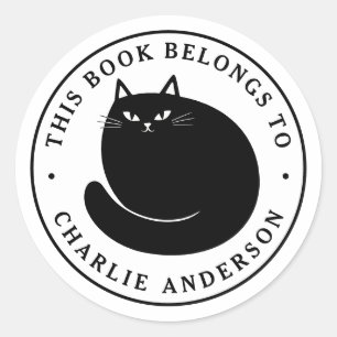 Ex libris de gato preto livro etiqueta biblioteca 