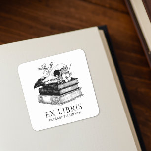 Ex Libris Gótico Adesivo de Etiqueta de Livro Pers