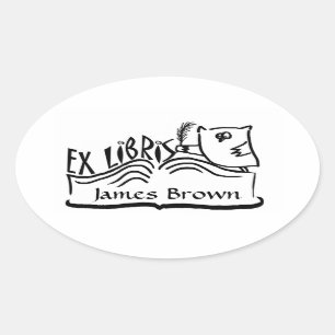 Ex Libris Owl com adesivos para livros
