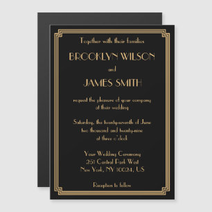 Excelente Art Deco Gatsby Black Magnet Convites de