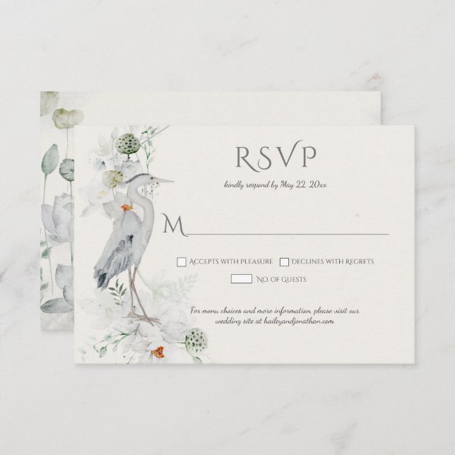 Excelente Blue Heron Eethal Floral RSVP (Frente/Verso)