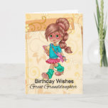 Excelente - cartão bonito e na moda da neta de<br><div class="desc">Uma menina doce que anda com seus livros em um fundo moderno do redemoinho floral</div>