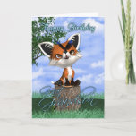 Excelente - cartão de aniversário do neto com Fox<br><div class="desc">Excelente - cartão de aniversário do neto com Fox bonito e borboleta</div>