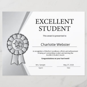 Excelente Certificado de Honra para Prêmios Estud
