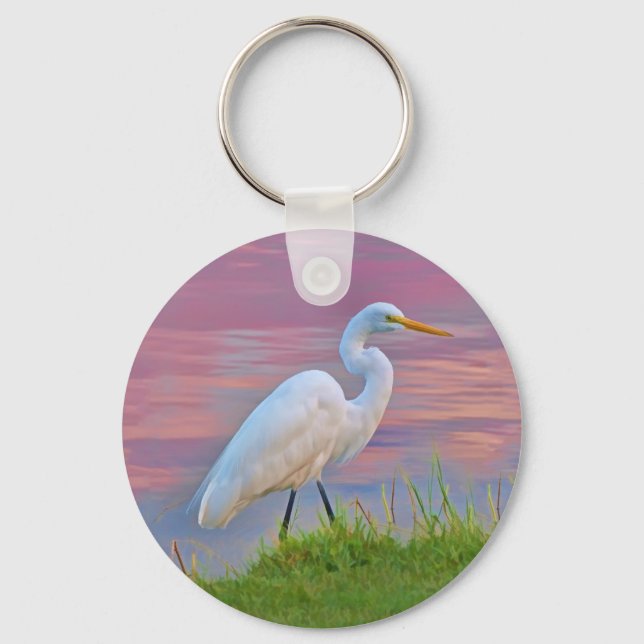 Excelente Egret Stroll at Sunrise Chaveiro (Frente)