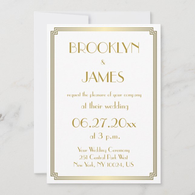 Excelente Gatsby Art Deco Convites para Casamento  (Frente)