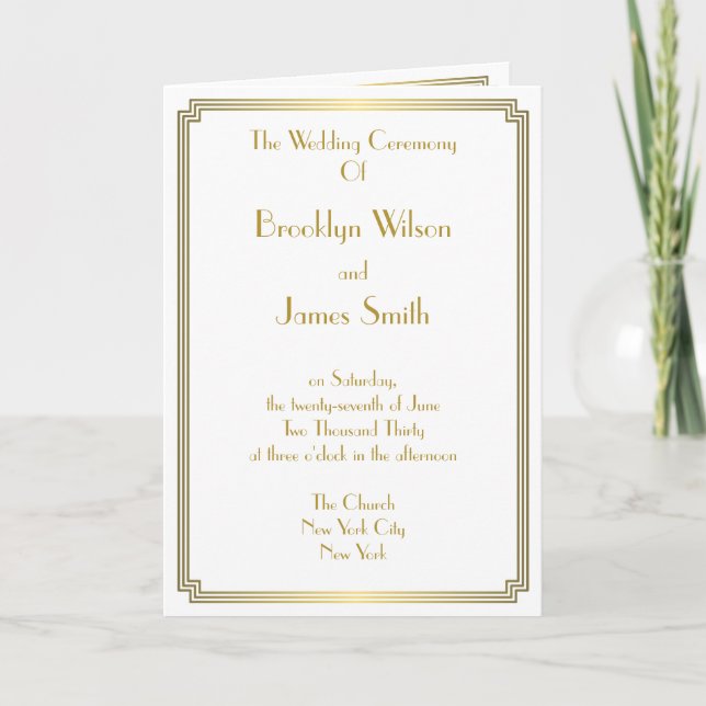 Excelente Gatsby Art Deco Programas de Casamento D (Frente)