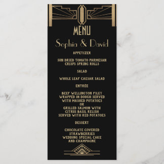 Excelente Gatsby Art Deco Wedding Menu Glam 1920