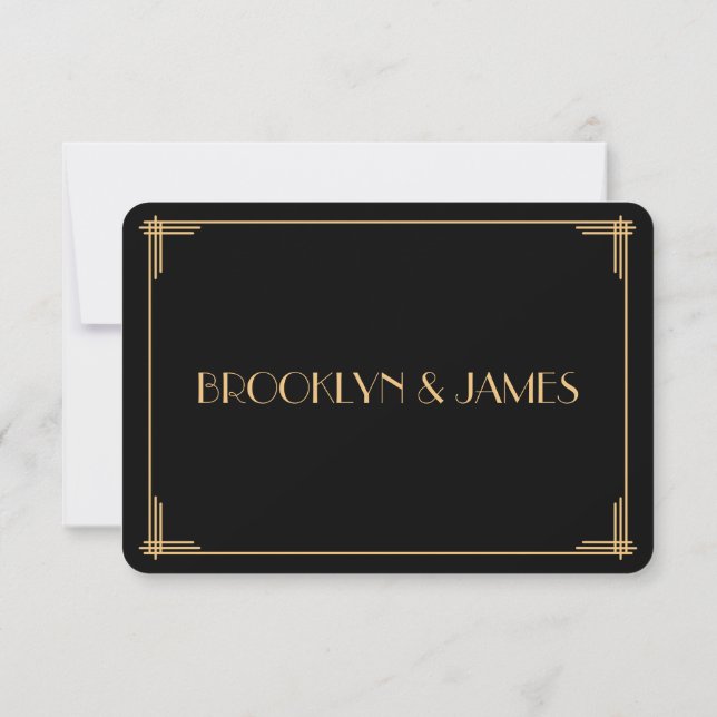 Excelente Gatsby Art Deco Weding RSVP Card (Verso)