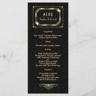 Excelente Glam Dourado Gatsby Art Deco 20s Menu Ca