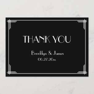 Excelente Negro Gatsby Art Deco Cartões de agradec