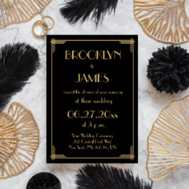 Excelente Negro Gatsby Art Deco Convites de Casame