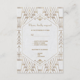 Excelente Real Branco Dourado Gatsby Wedding RSVP