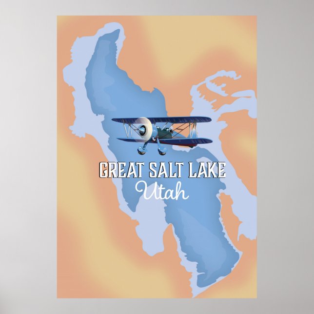 Excelente Salk Lake Utah, Poster de viagens do map (Frente)