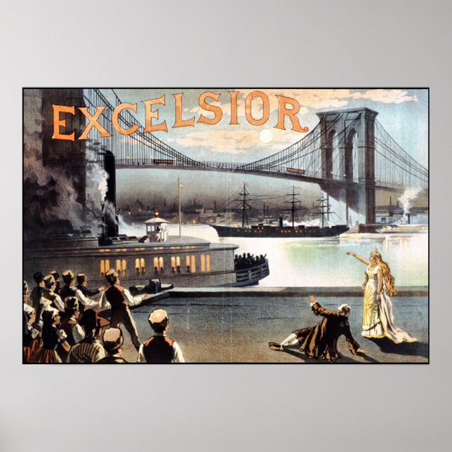 Excelsior Poster 1883 Ponte Brooklyn Nova Iorque (Frente)