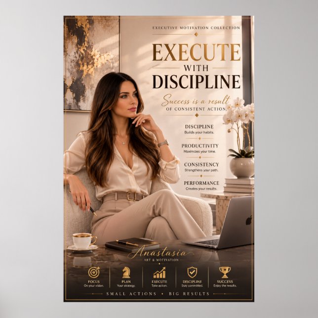 Executar Com Disciplina – Poster para Escritório E (Frente)