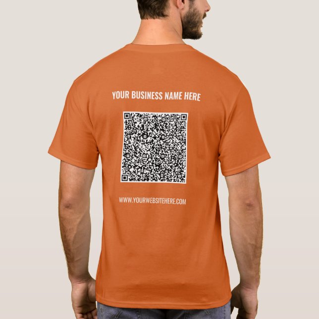 Exemplo de Camiseta de Negócios com Código QR Pers (Verso)