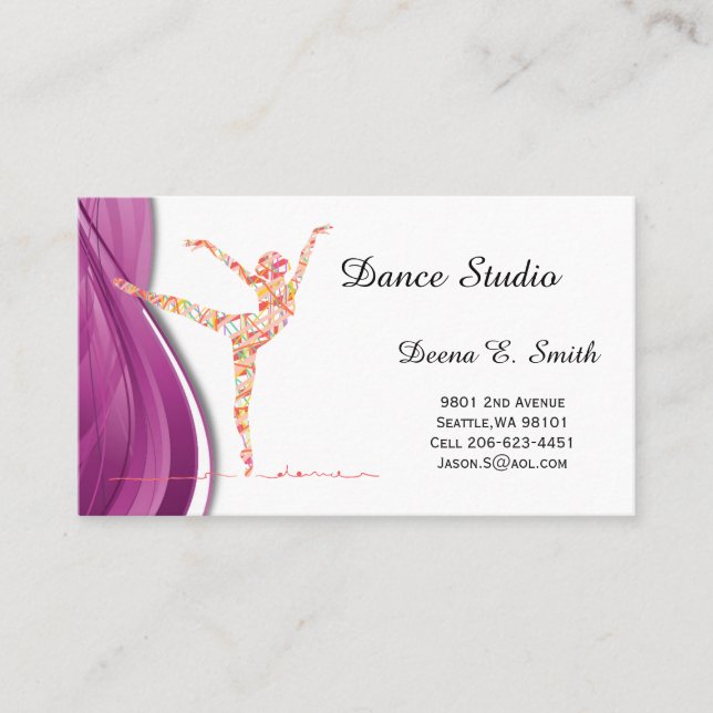 Exemplo de cartão de chamada clássico-dança (Frente)