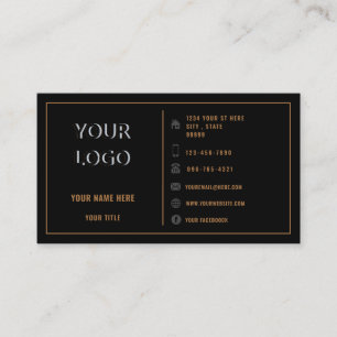 Exemplo de Cartão de visita Dourado preto com logo