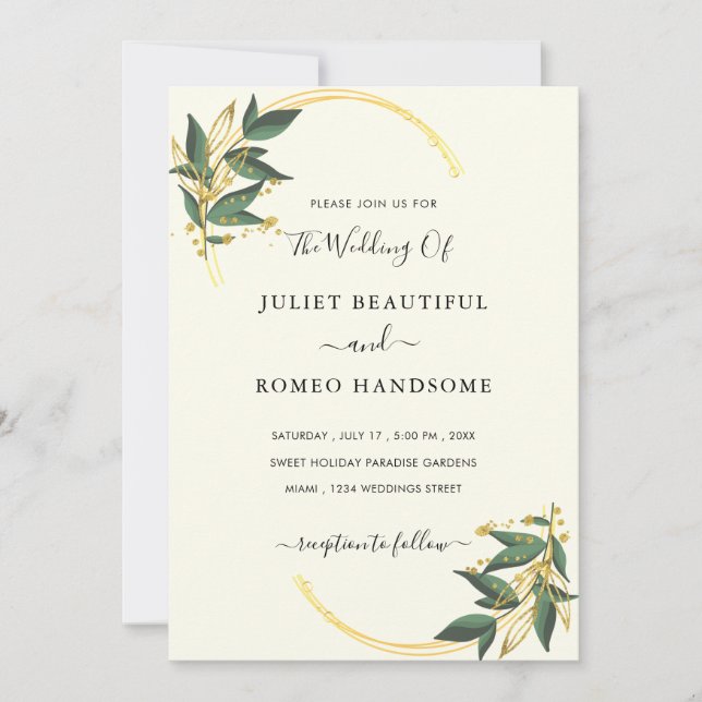 Exemplo de Convite de Casamento Floral Elegante Do (Frente)