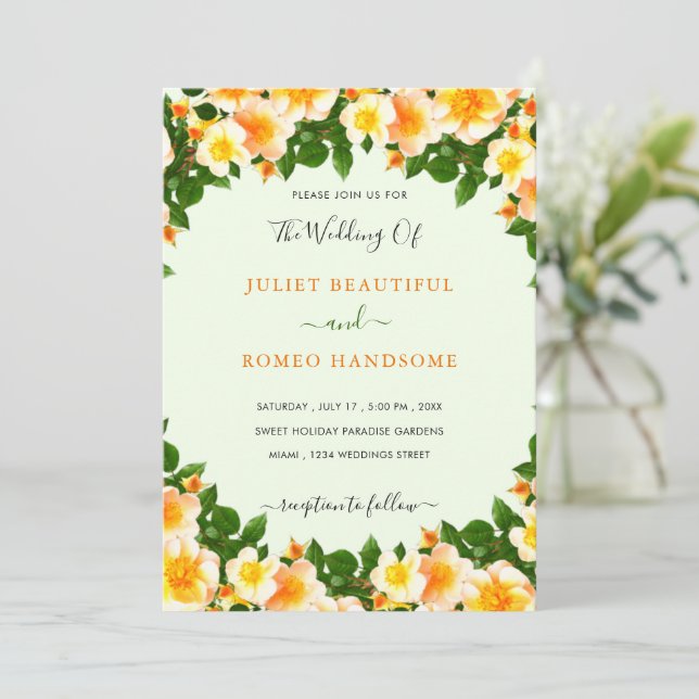 Exemplo de Convite de Casamento Floral Personaliza (Em pé/Frente)