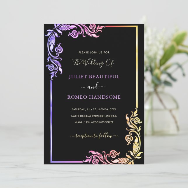Exemplo de Convite para Casamento de Design (Em pé/Frente)