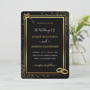 Exemplo de Convite para Casamento Dourado com Bril