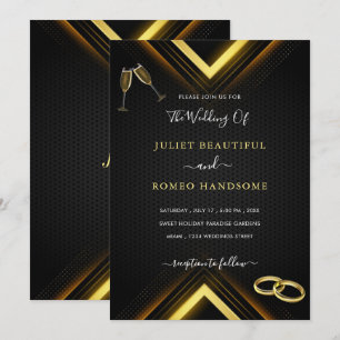 Exemplo de Convite para Casamento Dourado Design B