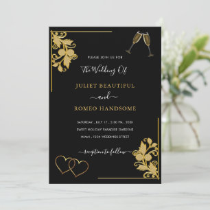 Exemplo de Convite para Casamento Dourado e Preto