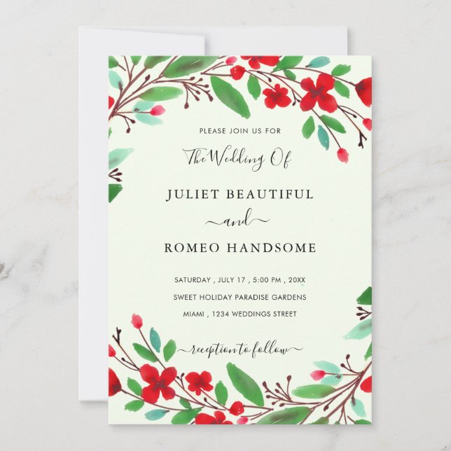 Exemplo de Convites de Casamento com Aquarela Pers (Frente)