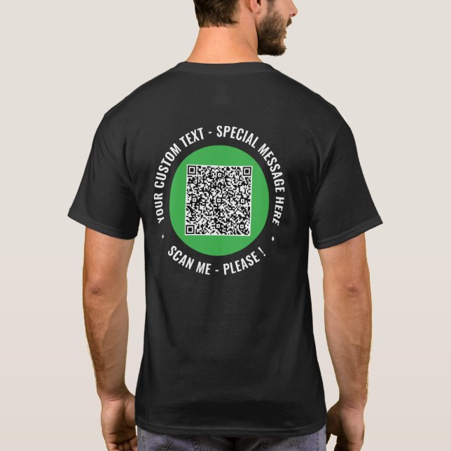 Exemplo de T-Shirt de Código QR Personalizado Text (Verso)