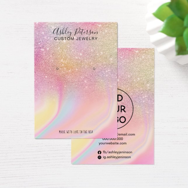 Exibição de brincos de joias arco-íris com brilho (Mesa)