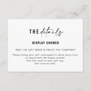 Exibir Inserção do Chuveiro e Etiqueta de presente