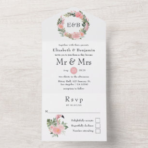 Exótico Monograma de Casamento de Flamingo Rosa Tr