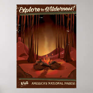 Explore a região selvagem! Poster do fogo do