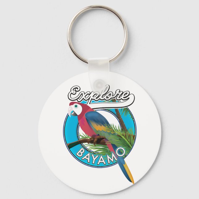 Explore chaveiro com logotipo retrô do Havaí (Frente)
