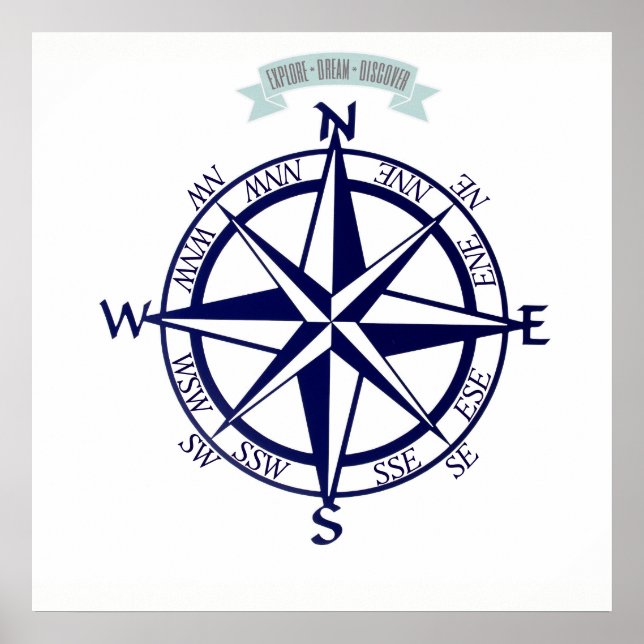 Explore-Dream-Discover Compass Impressão (Frente)