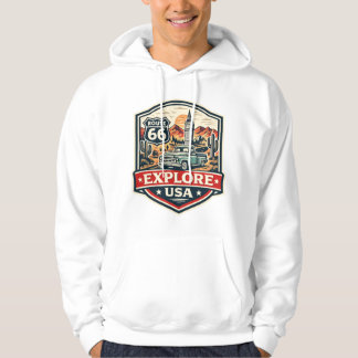 Explore EUA Rota 66 Camisa com Insígnia de Viagem