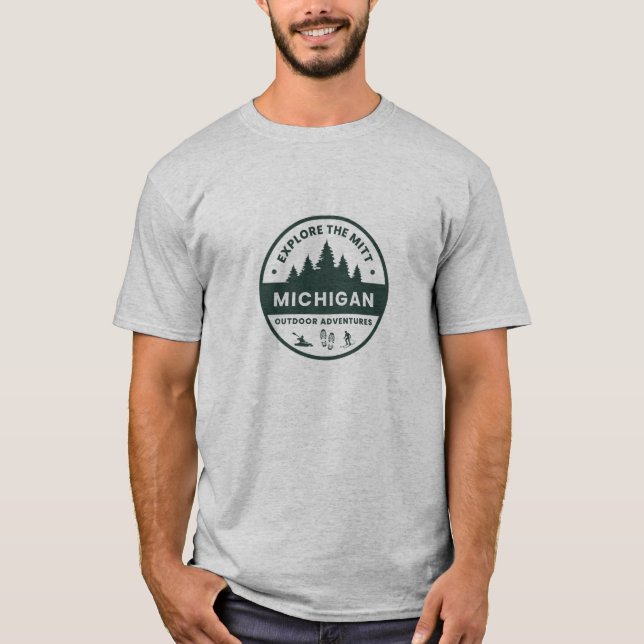 Explore o Mitt, Michigan Mens T-Shirt (Frente)