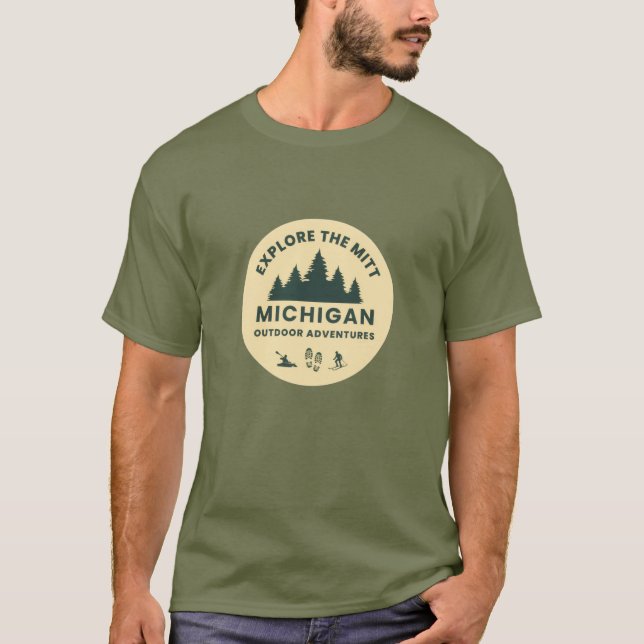 Explore o Mitt, Michigan Mens T-Shirt (Frente)