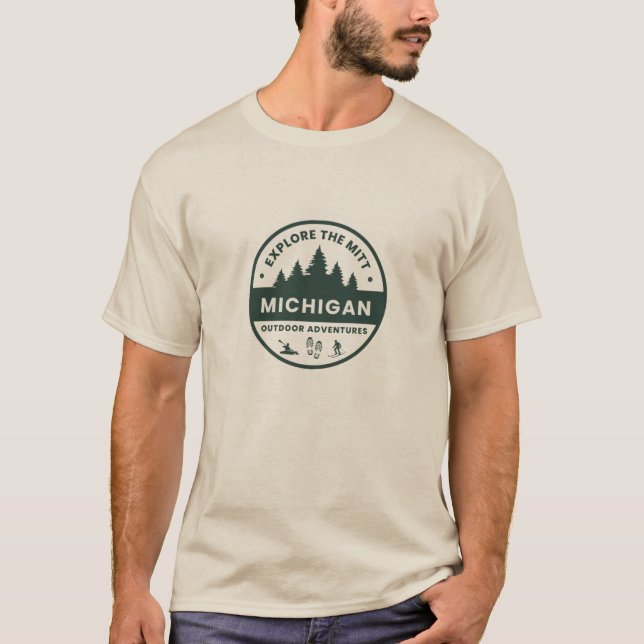 Explore o Mitt, Michigan Mens T-Shirt (Frente)