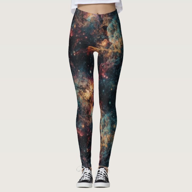 Explore o Universo em Estilo com Leggings Galáxica (Frente)
