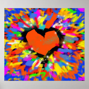 explosão de amor, impressão de arte de corações